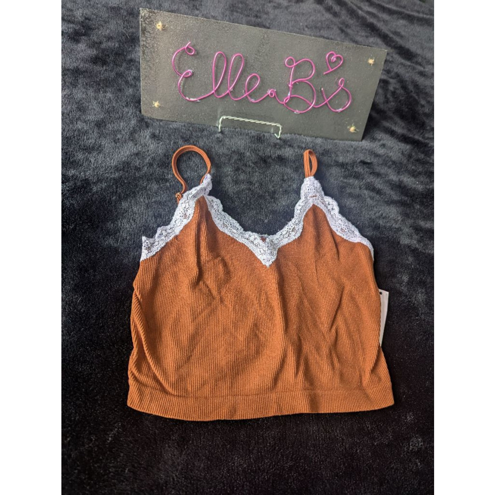 NWT Wild Fable Camel Brown Seamless Crop Tank XXS, S, M